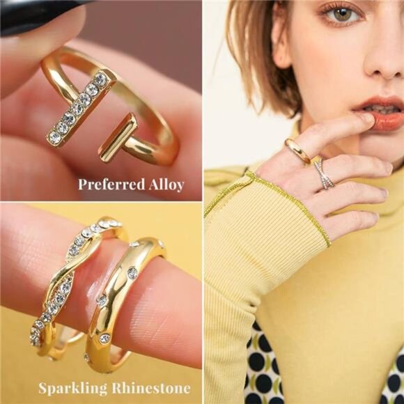 Gold Knuckle Rings Set for Women - Dainty and Trendy Finger Rings Pack - Picture 6 of 7